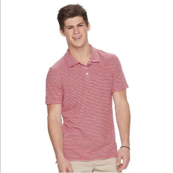 New Urban Pipeline Men’s Jersey Polo Red Striped - Picture 1 of 6
